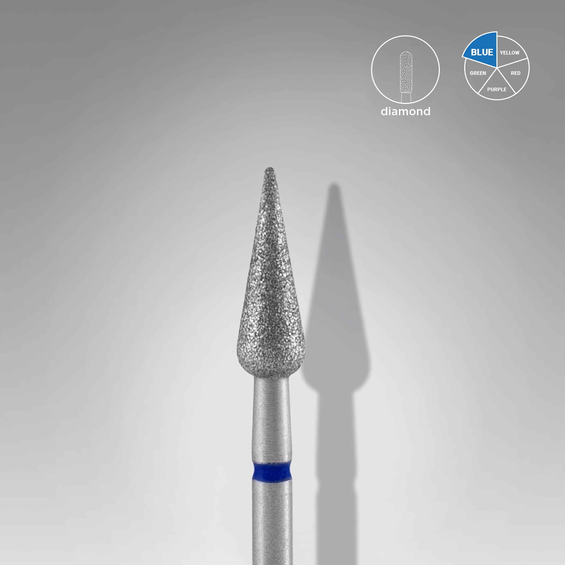 Diamond nail drill bit pointed pear blue EXPERT